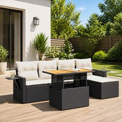 Durable 6-Piece Modular Garden Sofa Set in Black