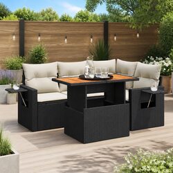 Premium 5 Piece Garden Sofa Set in Black Poly Rattan