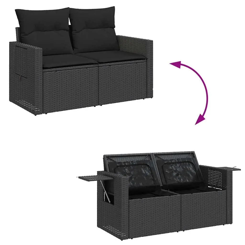 Garden Sofa Set PE Rattan 7 Piece Outdoor Furniture Black