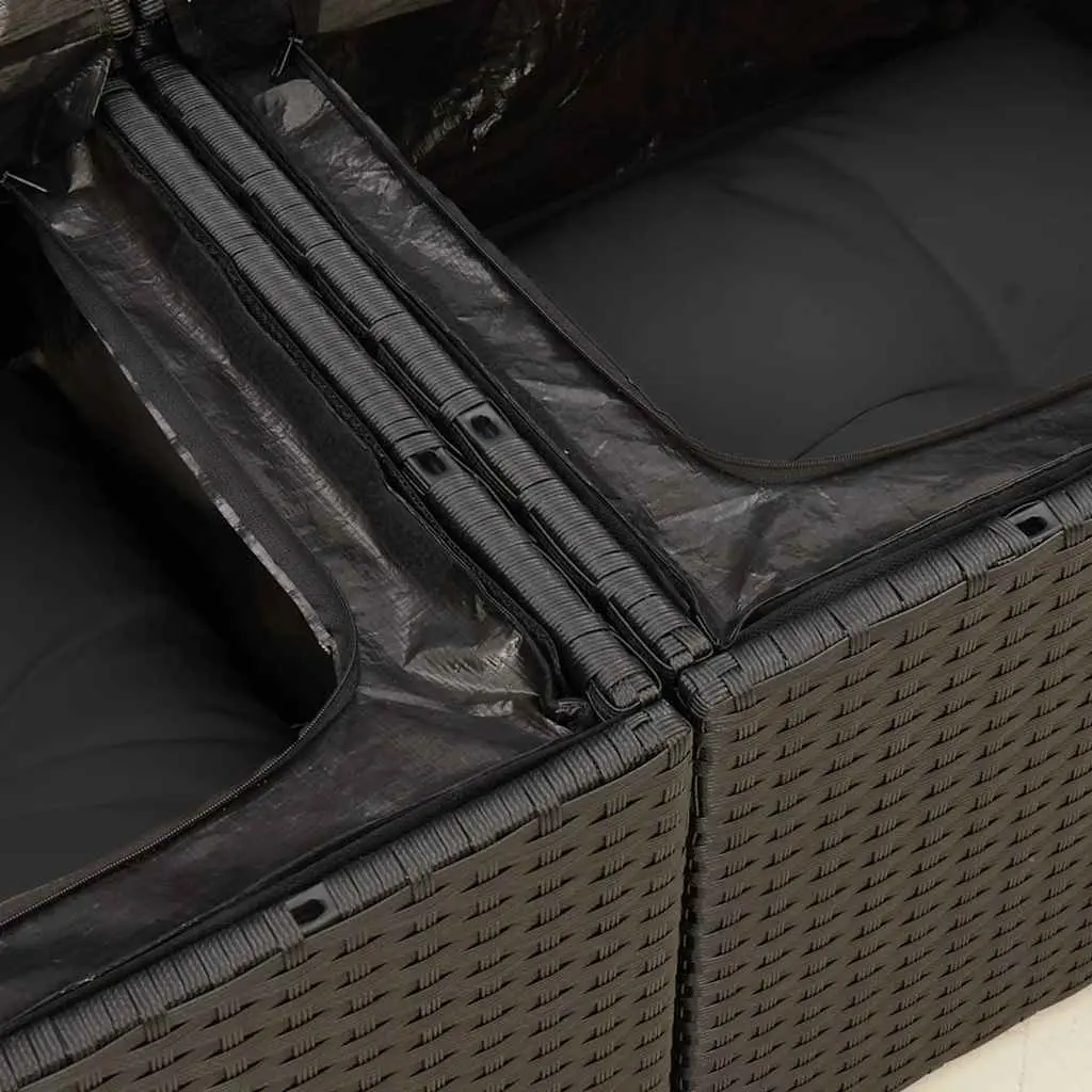 Garden Sofa Set PE Rattan 7 Piece Outdoor Furniture Black