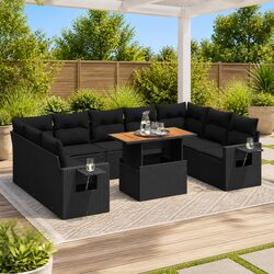 10-Piece Modular Outdoor Sofa Set in Black Rattan