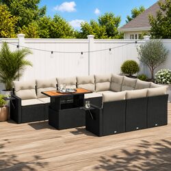 Premium 11 Piece Black Garden Sofa Set for Outdoor Comfort