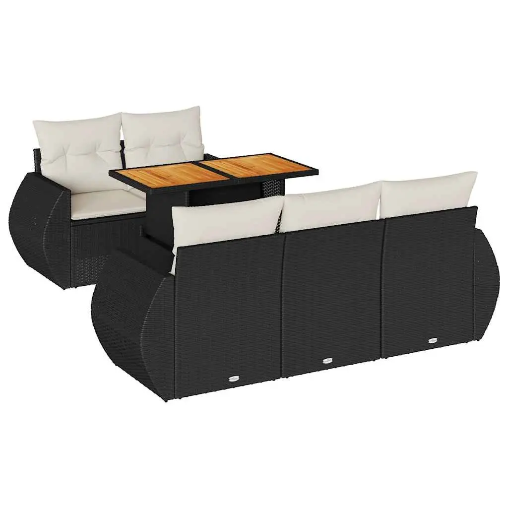 6-Piece Modular Garden Sofa Set in Black