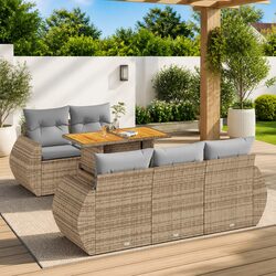 Beige 6-Piece Garden Sofa Set for Outdoor Comfort