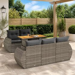 Modular Garden Sofa Set 6-Piece Outdoor Furniture Grey