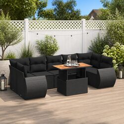 Stylish 8 Piece Garden Sofa Set with Cushions in Black