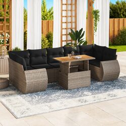 High-Quality 8 Piece Grey Rattan Garden Sofa Set