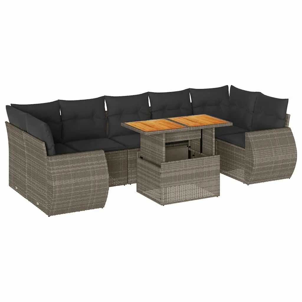 8 Piece Grey Rattan Garden Sofa Set