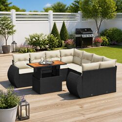 High-Quality 9 Piece Outdoor Garden Sofa Set with Cushions