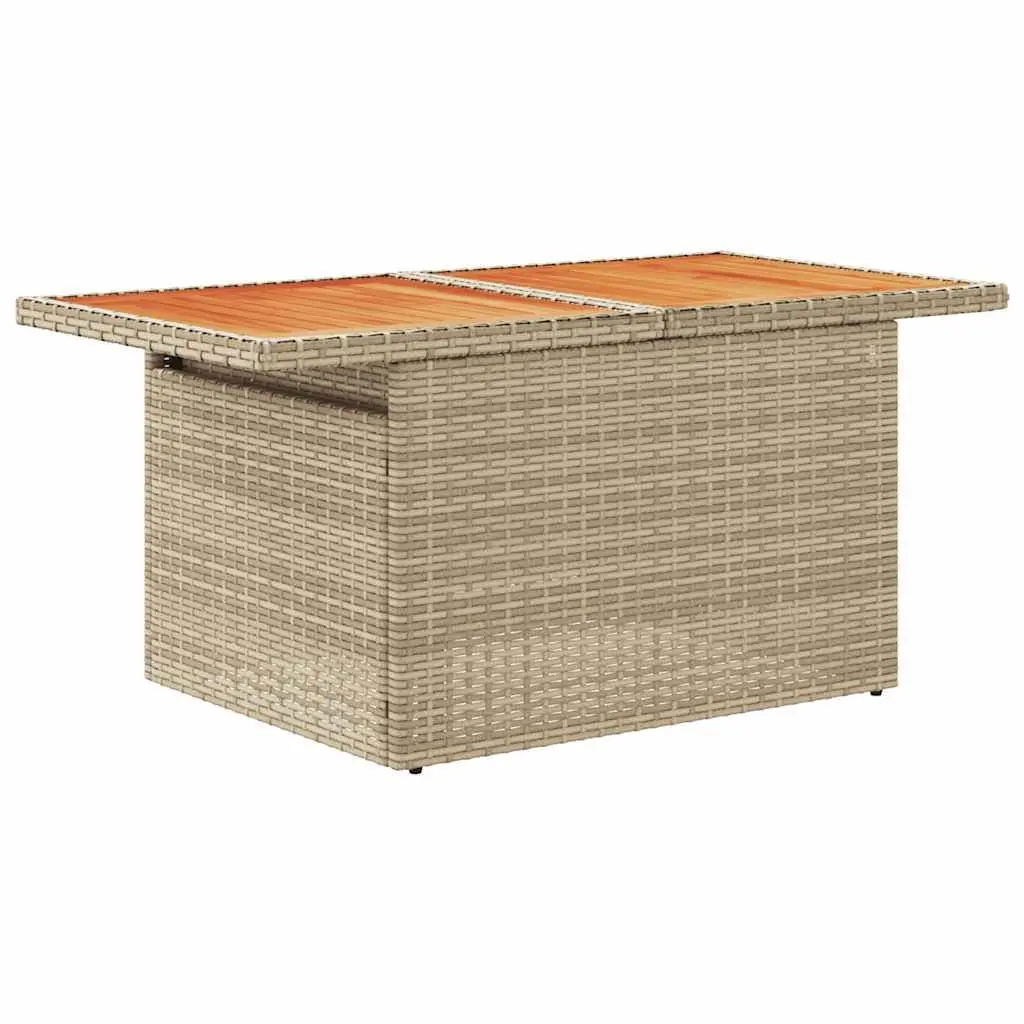 9 Piece Beige Poly Rattan Garden Sofa Set