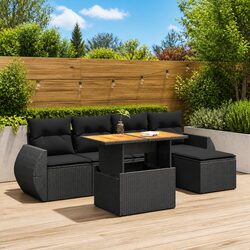 Premium 6-Piece Black Modular Garden Sofa Set