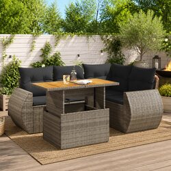 Sturdy Grey Modular Garden Sofa Set - 5 Pieces Outdoor Furniture