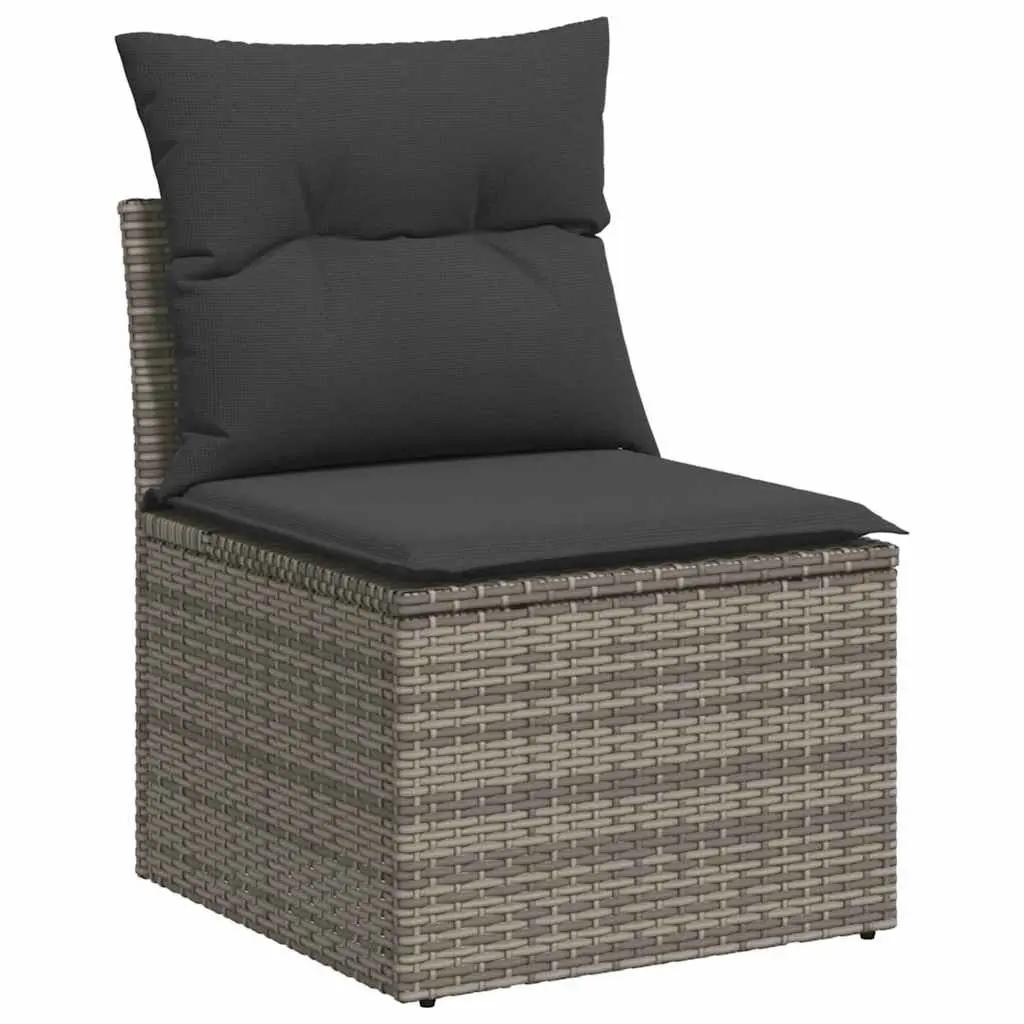 Grey Poly Rattan 6-Piece Garden Sofa Set