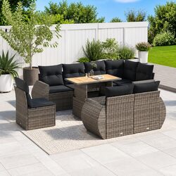 Durable 9 Piece Garden Sofa Set in Grey Poly Rattan
