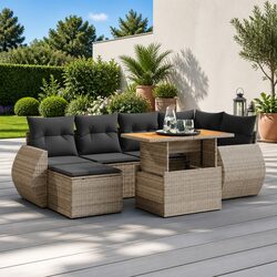 Premium 7 Piece Garden Sofa Set with Storage Cushions