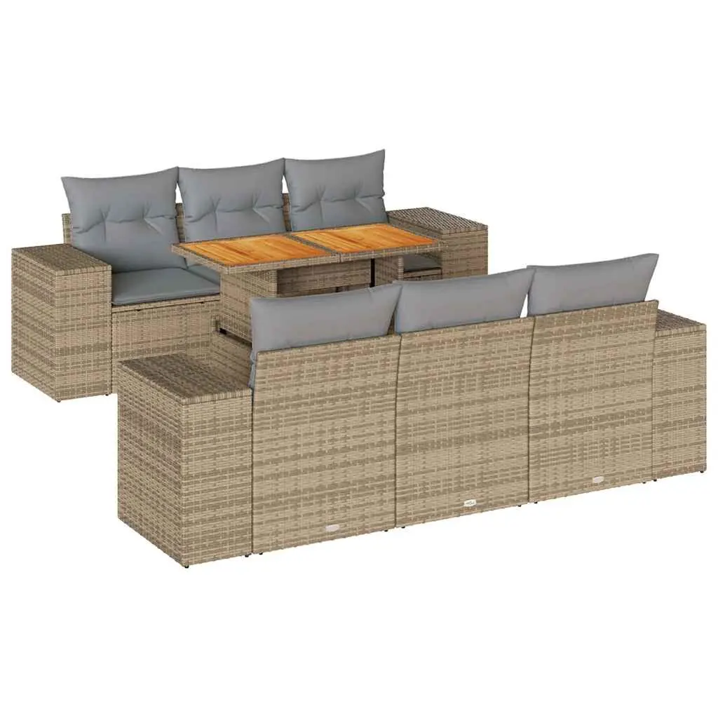 7-Piece Modular Outdoor Garden Sofa Set in Beige