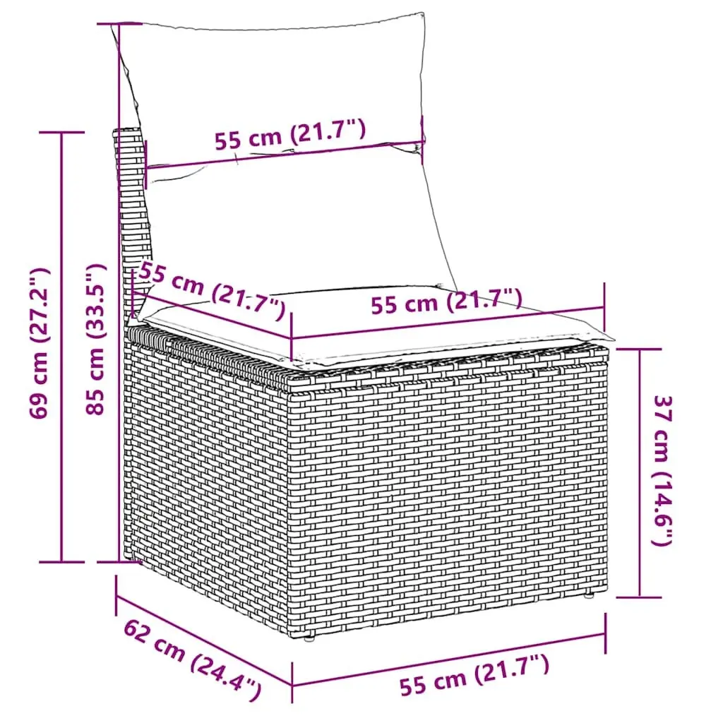 7 Piece Garden Sofa Set Poly Rattan Grey Outdoor Furniture