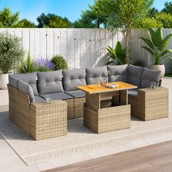 High-Quality 8-Piece Garden Sofa Set in Beige Rattan