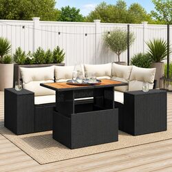 Sturdy 5 Piece Black Outdoor Garden Sofa Set with Storage