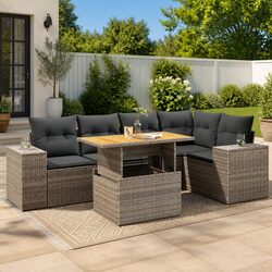 Durable 6-Piece Grey Outdoor Rattan Sofa Set