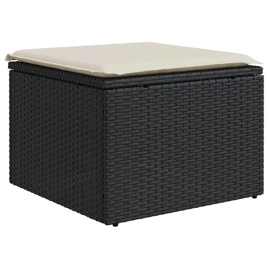 Garden Sofa Set PE Rattan 7 Piece Outdoor Furniture Black with Storage