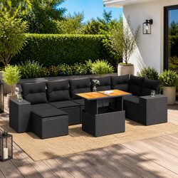 8-Piece Poly Rattan Garden Sofa Set for Outdoor Spaces
