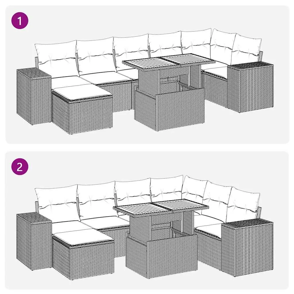 8-Piece Poly Rattan Garden Sofa Set for Outdoor Spaces