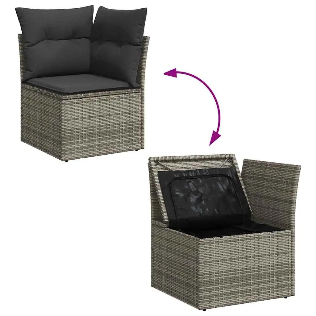 Garden Sofa Set PE Rattan 10 Piece Outdoor Furniture Grey Cushions Modular