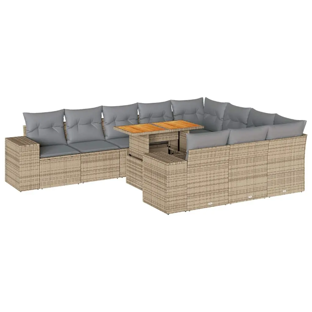 Beige Modular 10-Piece Outdoor Sofa Set with Storage