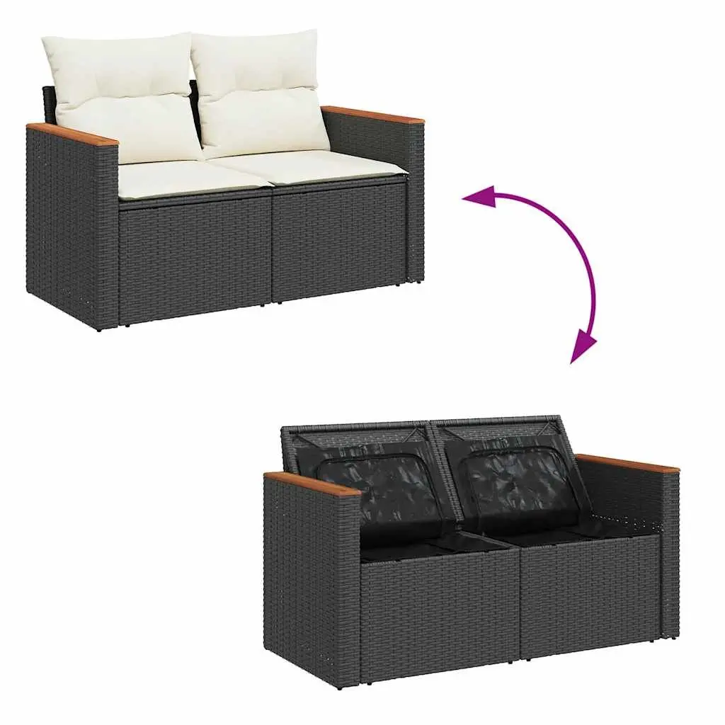 5-Piece Modular Garden Sofa Set with Storage in Black