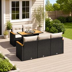 Quality Black Rattan Garden Sofa Set – 6 Piece