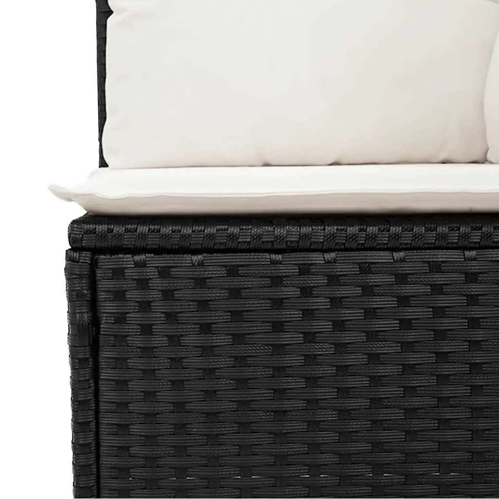 Garden Sofa Set 6 Piece Outdoor Furniture Black Rattan Patio Seating with