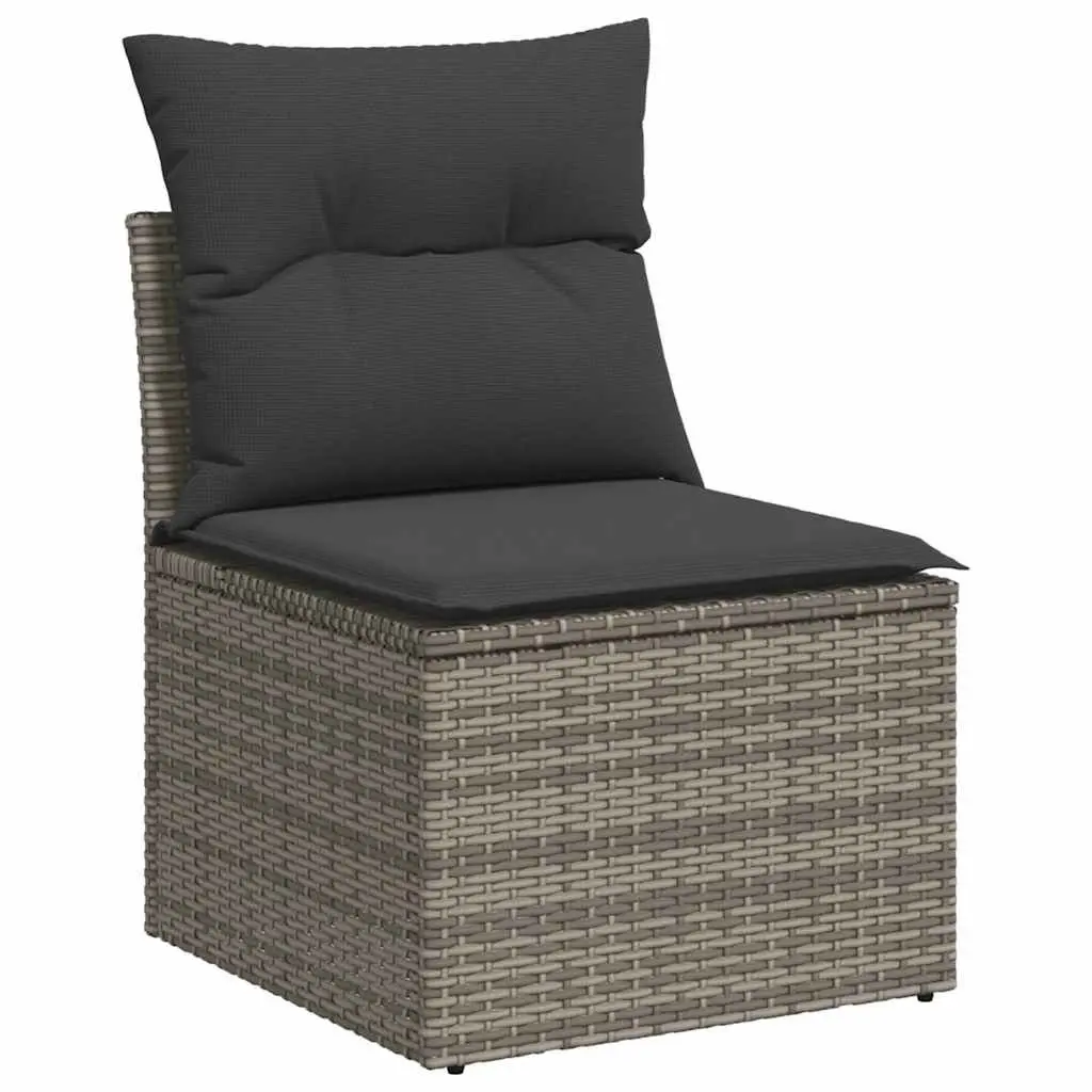Garden Sofa Set PE Rattan 6 Piece Outdoor Furniture Grey with Cushions