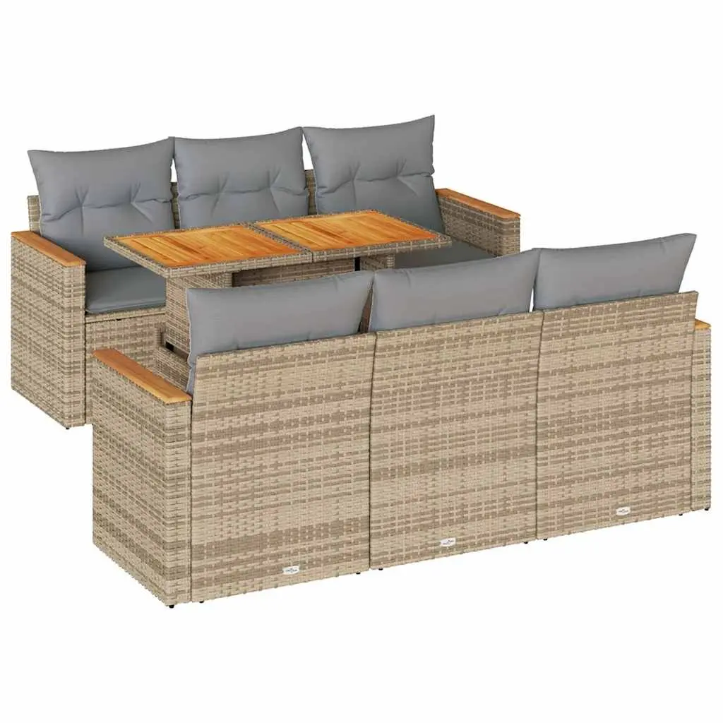 Beige 7 Piece Garden Sofa Set for Outdoor Spaces