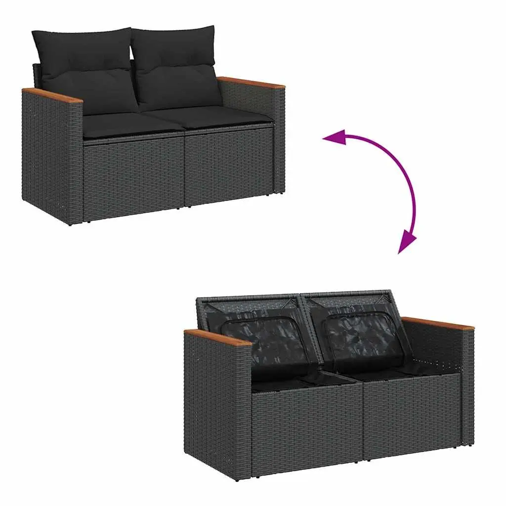 Modular Garden Sofa Set 6-Piece Black Rattan