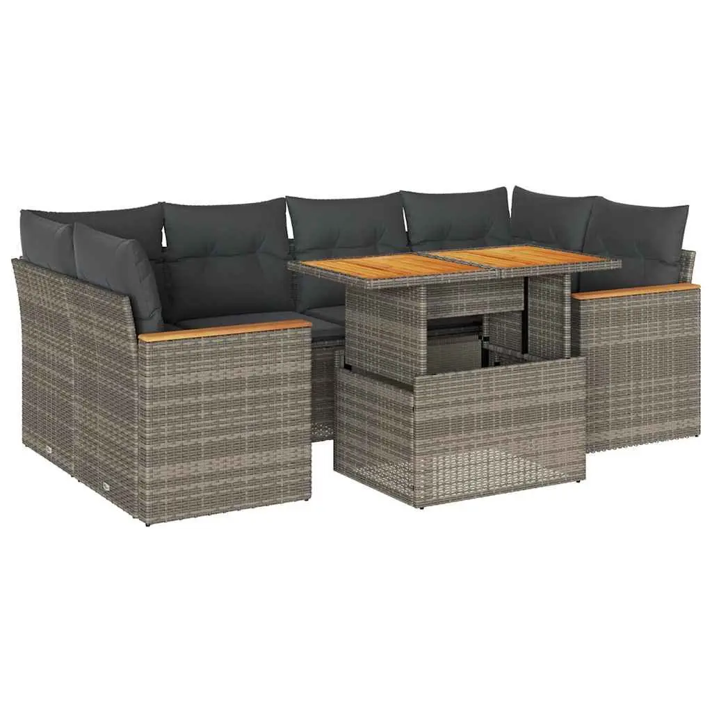 Garden Sofa Set Poly Rattan 6 Piece Grey Outdoor Furniture Patio Lounge Modular