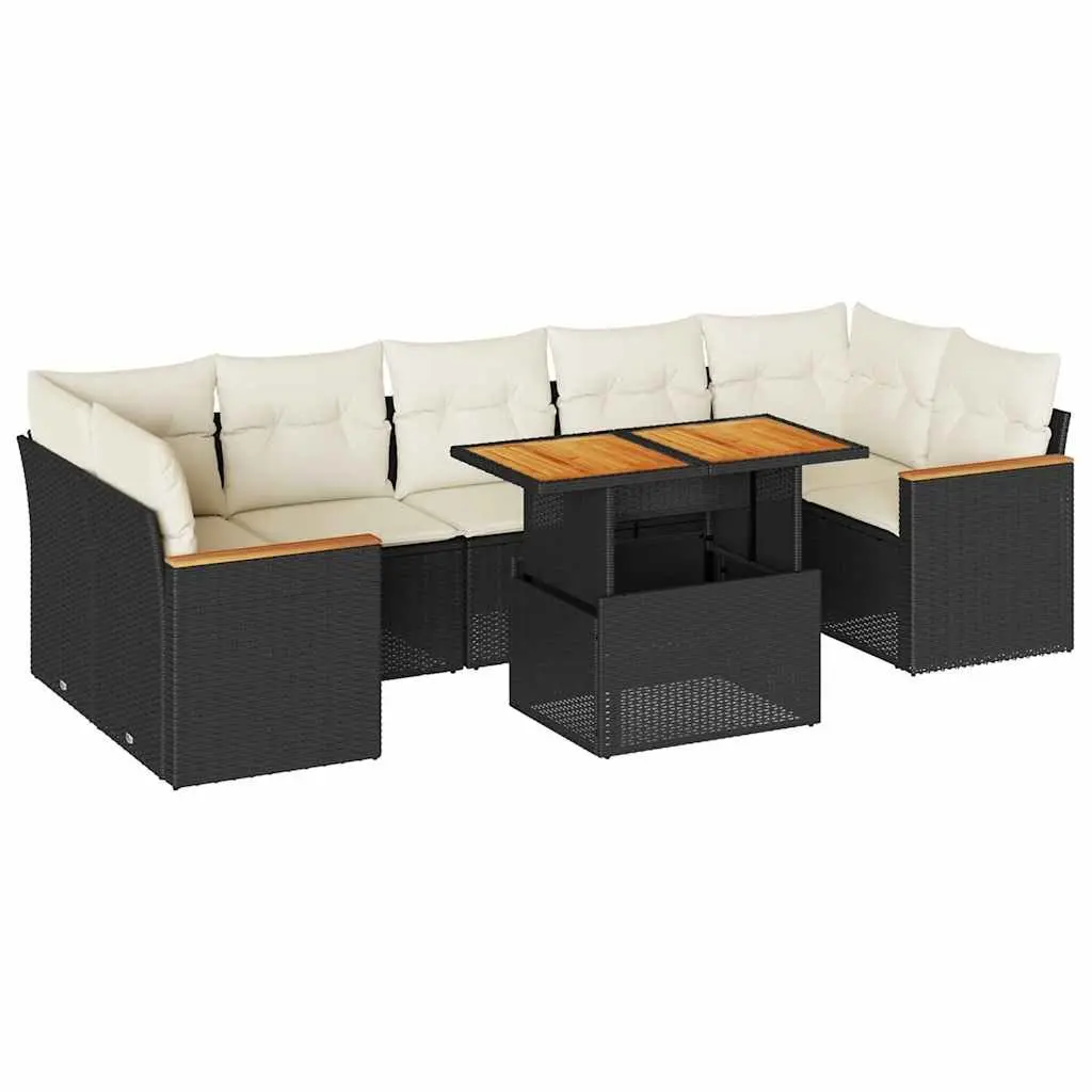 7 Piece Garden Sofa Set PE Rattan Black Modular Outdoor Furniture