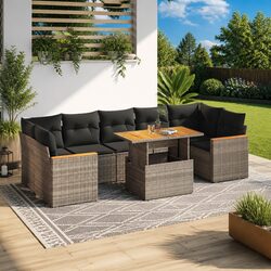7 Piece Grey Outdoor Sofa Set with Storage Cushions