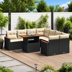 9-Piece Modular Outdoor Garden Sofa Set with Cushions