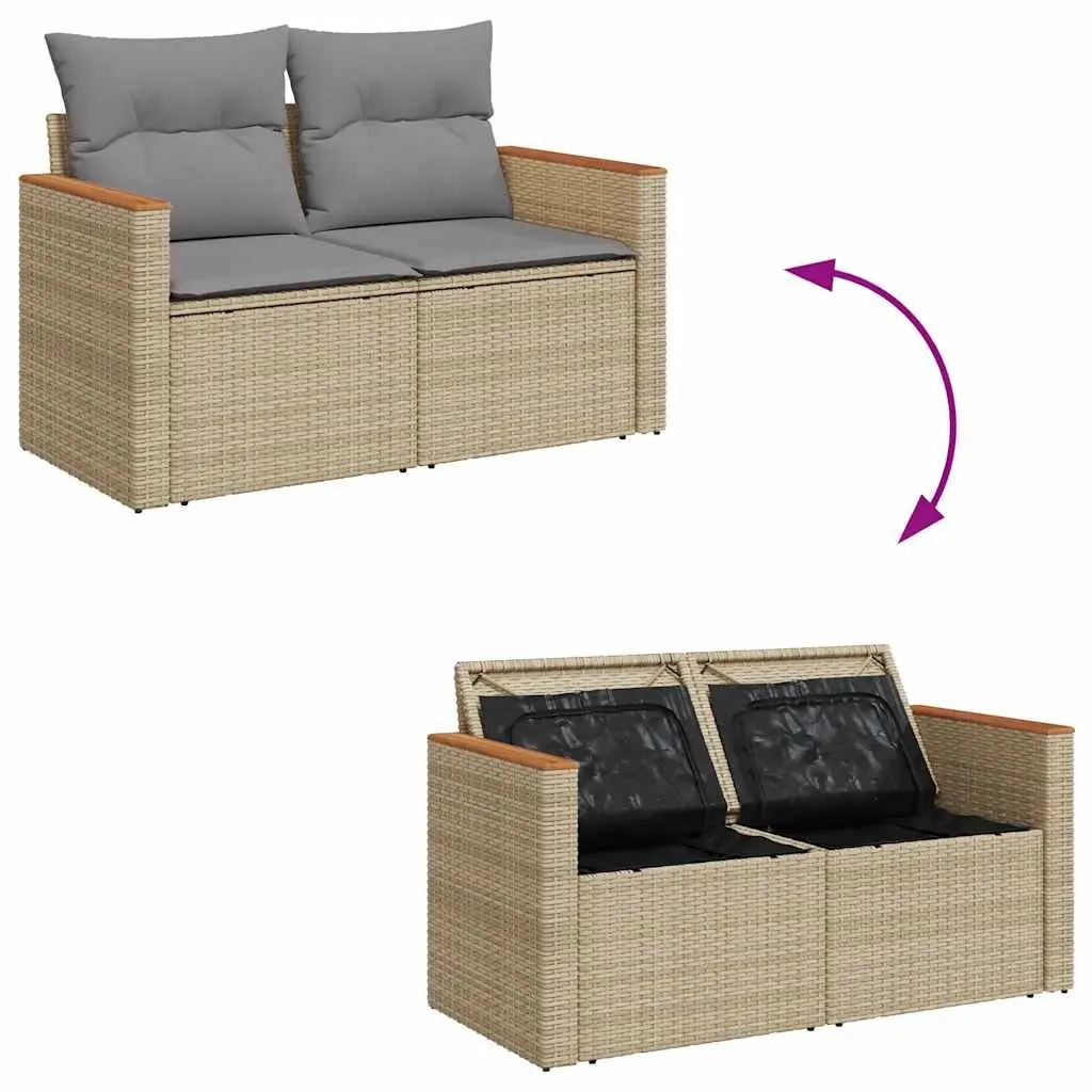 9 Piece Garden Sofa Set in Beige with Cushions