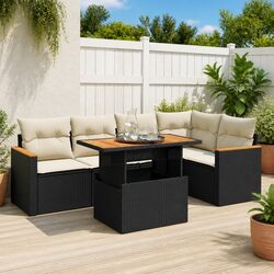 5 Piece Modular Outdoor Sofa Set in Black PE Rattan
