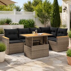 High-Quality 5-Piece Grey Poly Rattan Garden Sofa Set