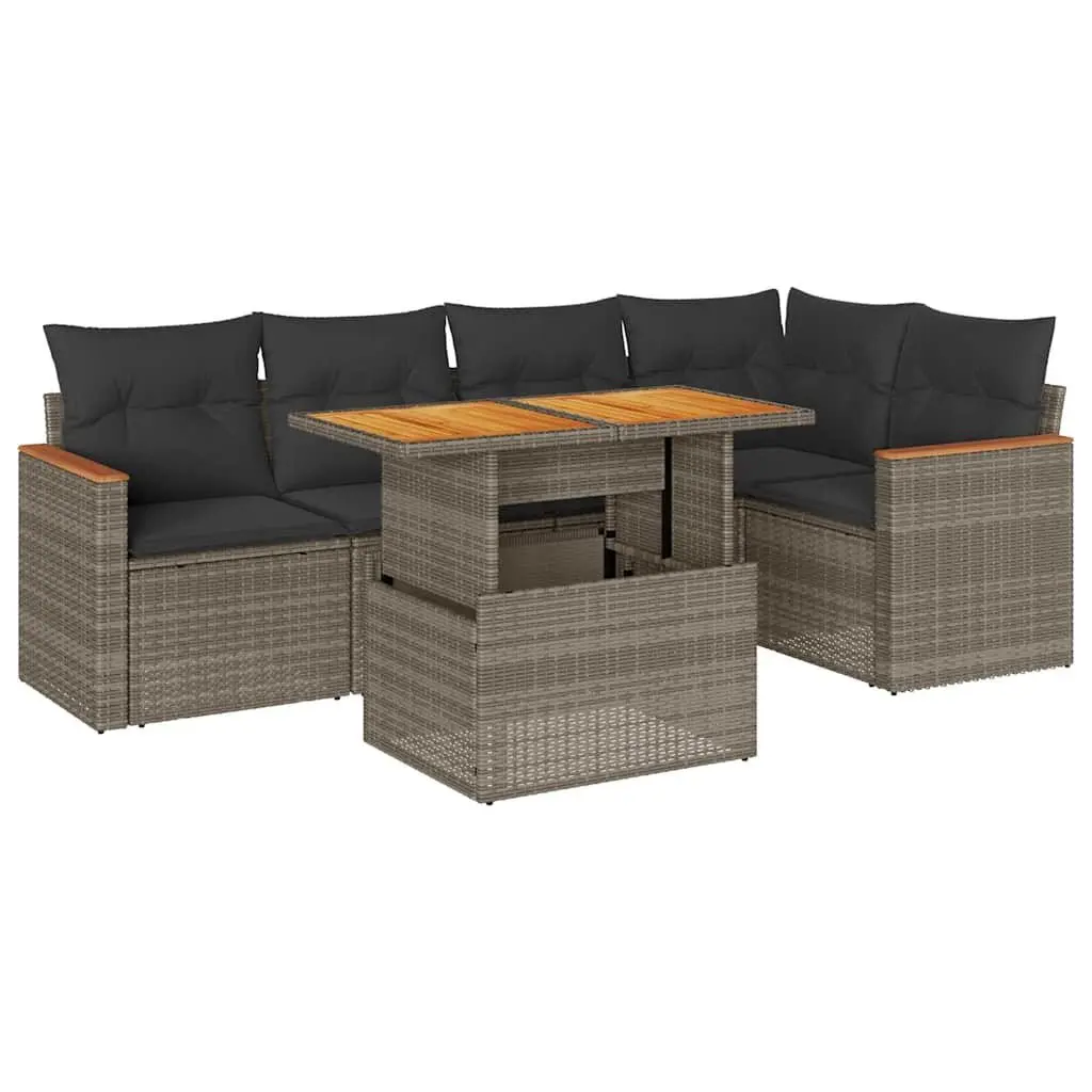 5-Piece Grey Poly Rattan Garden Sofa Set