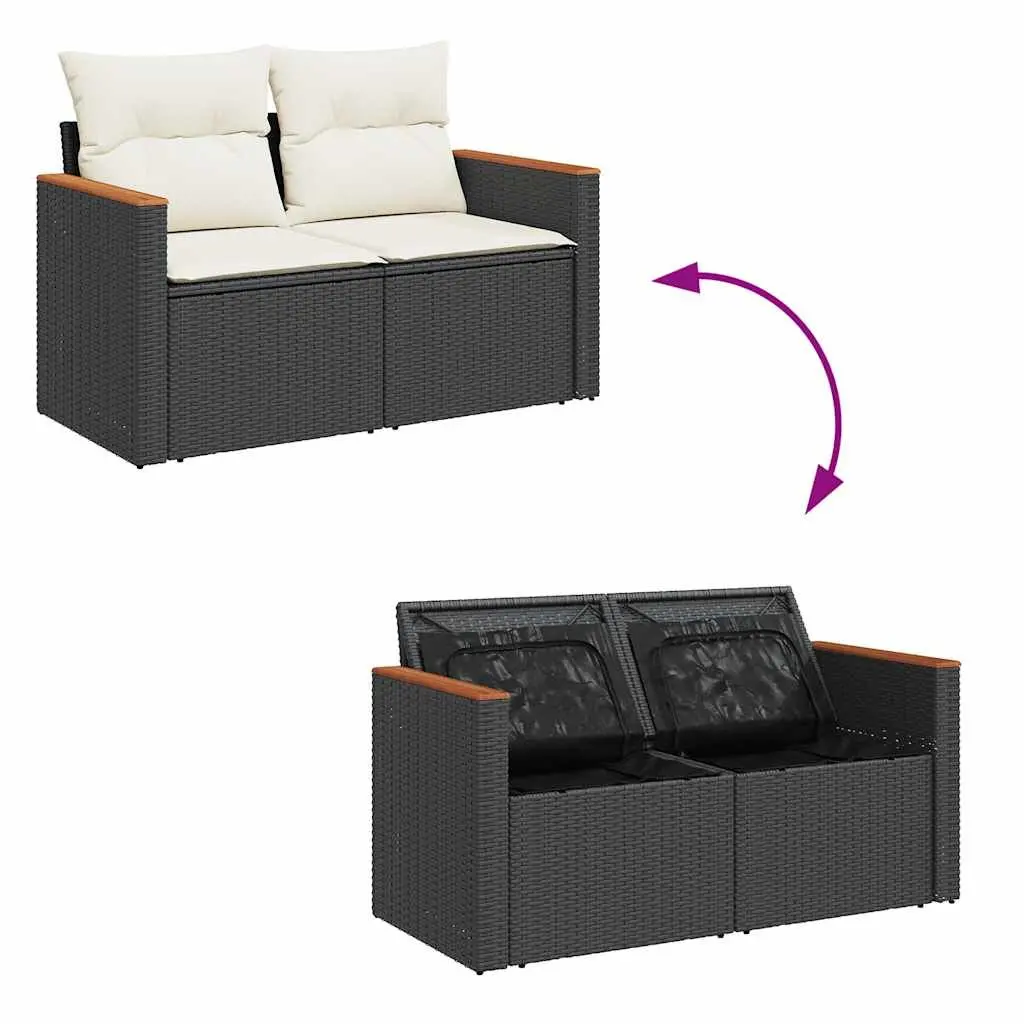 7 Piece Outdoor Garden Sofa Set PE Poly Rattan Black