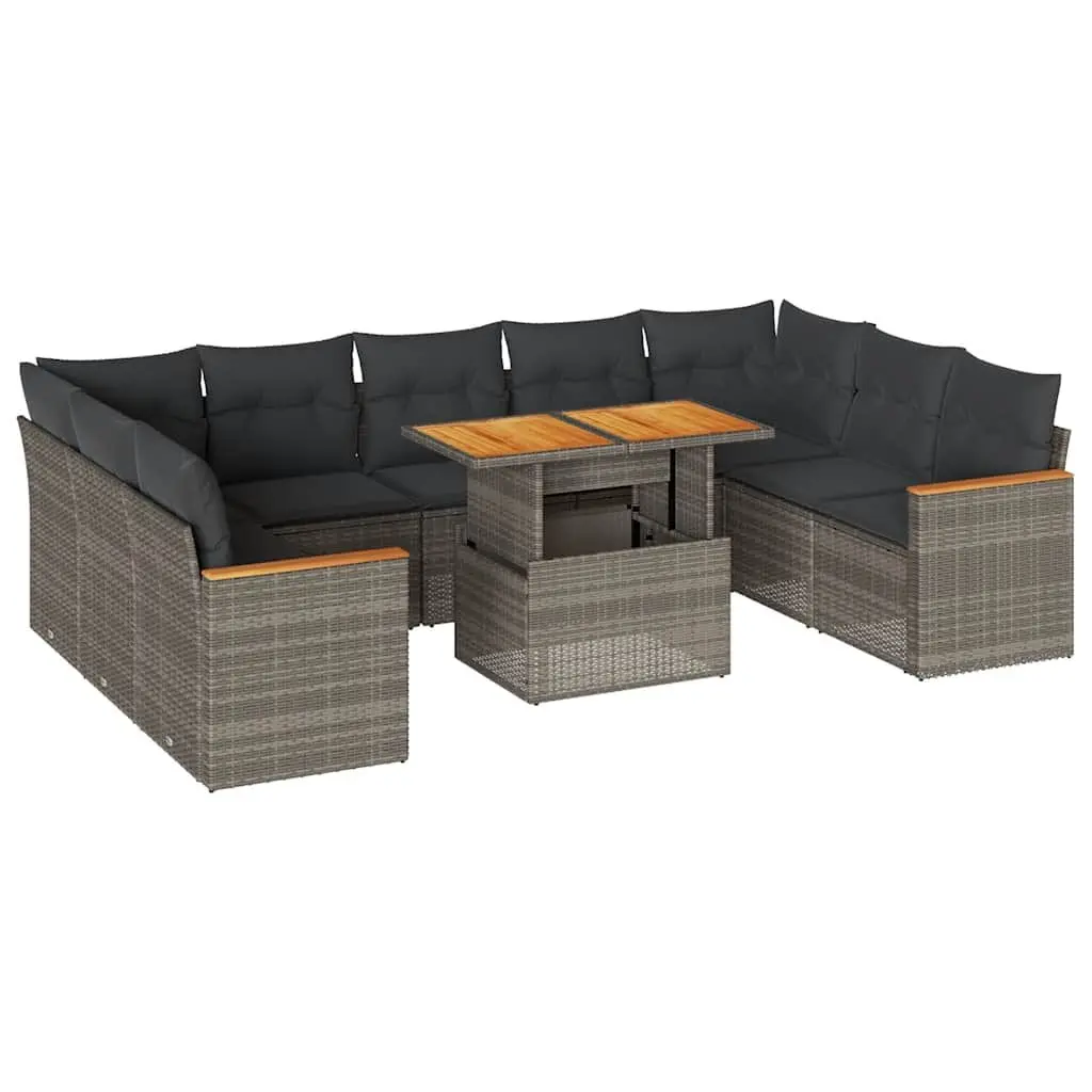 10-Piece Grey Modular Garden Sofa Set