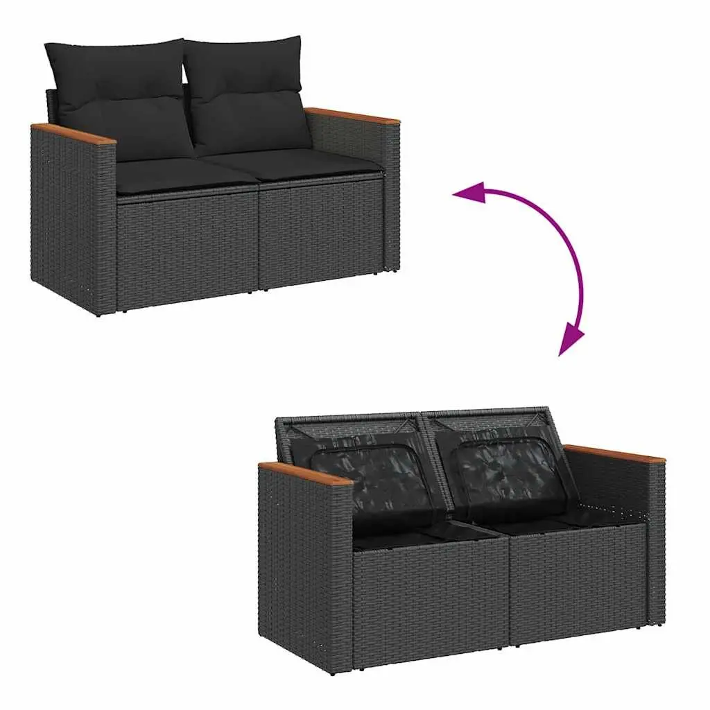 11 Piece Outdoor Garden Sofa Set PE Poly Rattan Modular Patio Furniture Black
