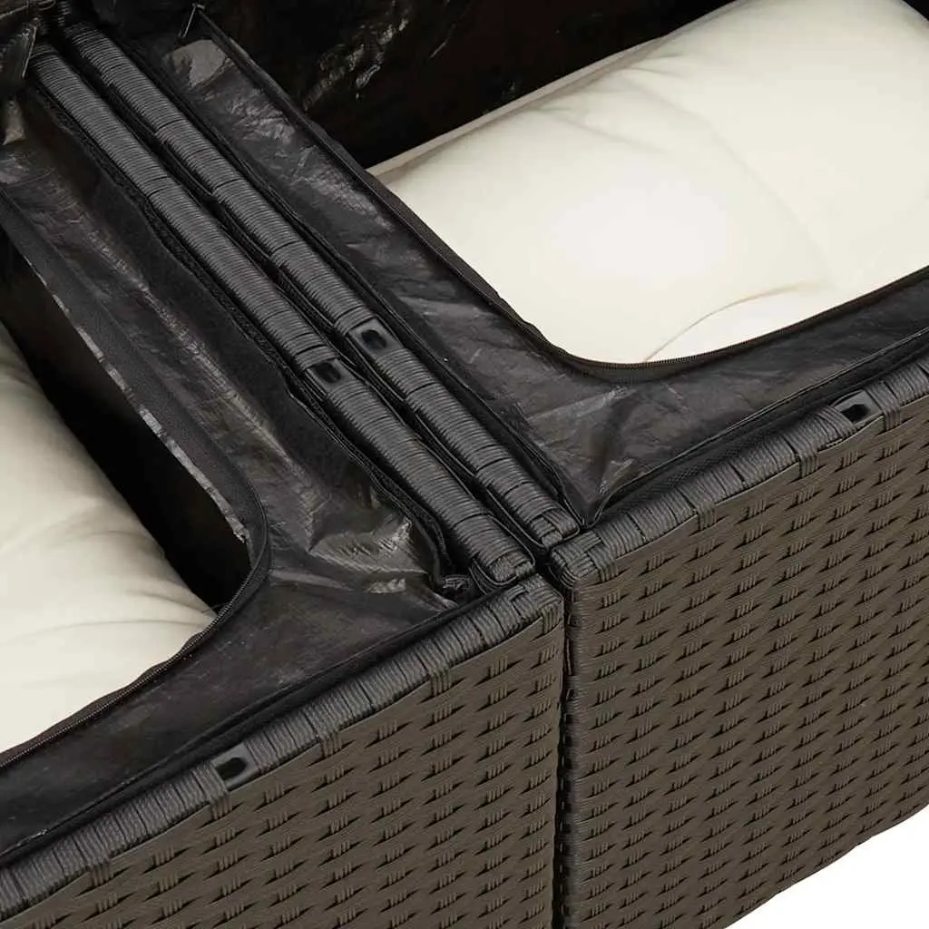 11 Piece Black Poly Rattan Garden Sofa Set