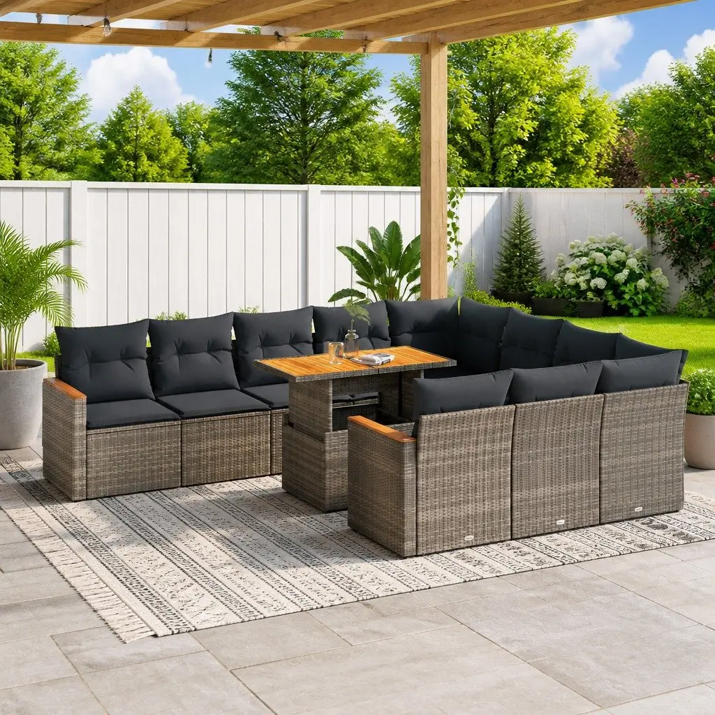 11 Piece Modular Garden Sofa Set in Grey