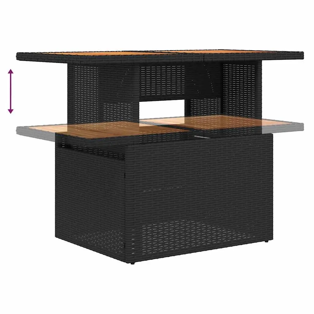 Garden Sofa Set 5 Piece Outdoor Furniture Black Poly Rattan with Cushions