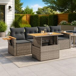 Grey 5 Piece Outdoor Rattan Garden Sofa Set with Cushions